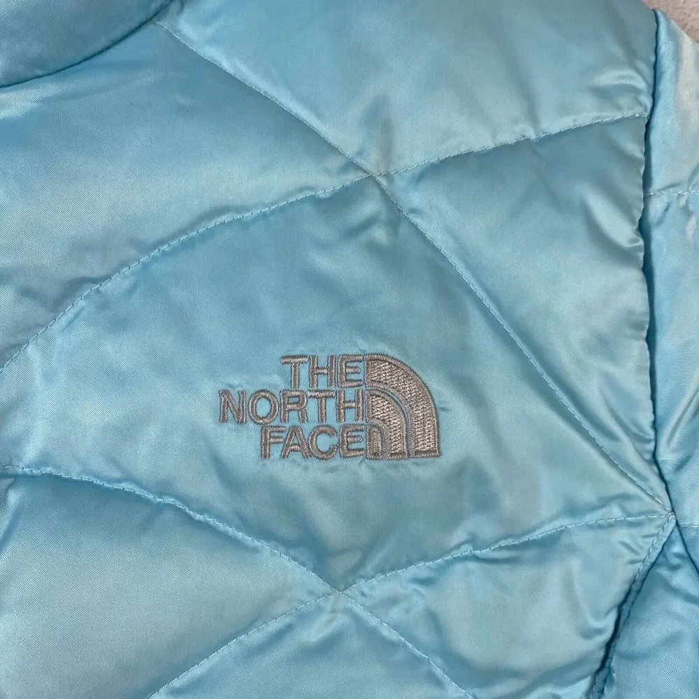 The North‎ Face youth girls Turquoise full zip puffer 2 pocket jackets X-Large
